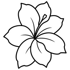 Obraz premium Hibiscus Flower Simple Line Art Silhouette