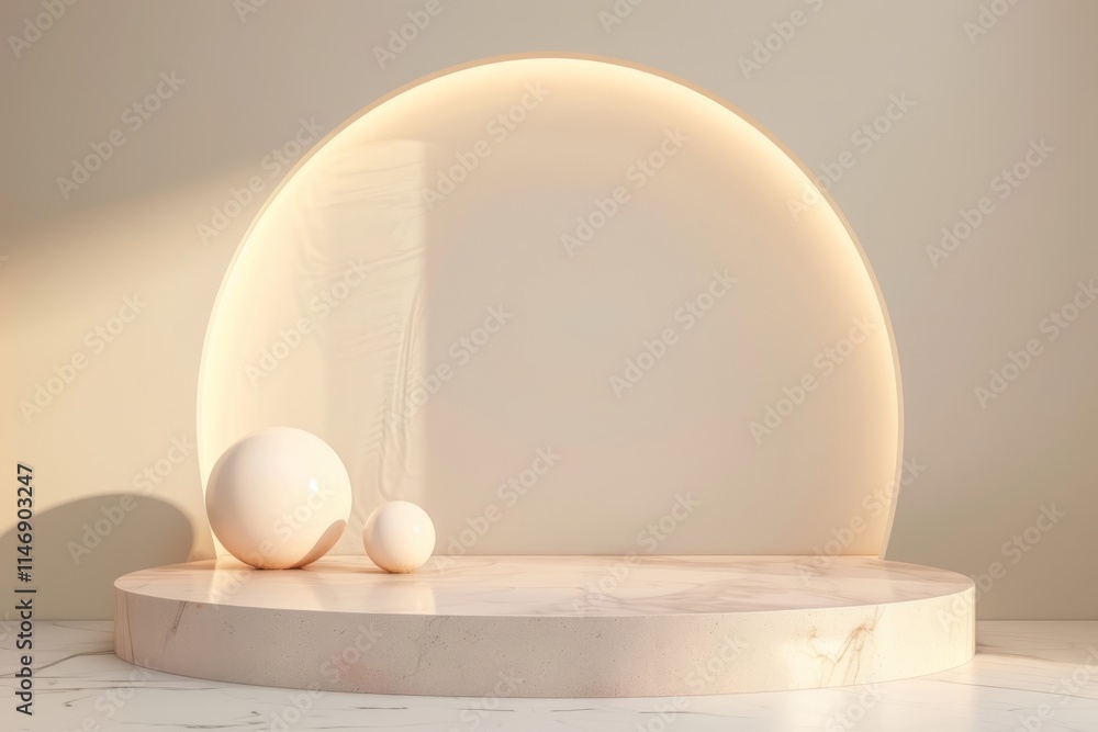 Poster elegant minimalist abstract background featuring geometric shapes and soft lighting in neutral tones