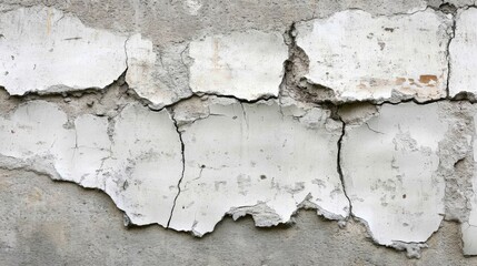 Obraz premium Damaged White Plaster Wall Showing Extensive Cracking
