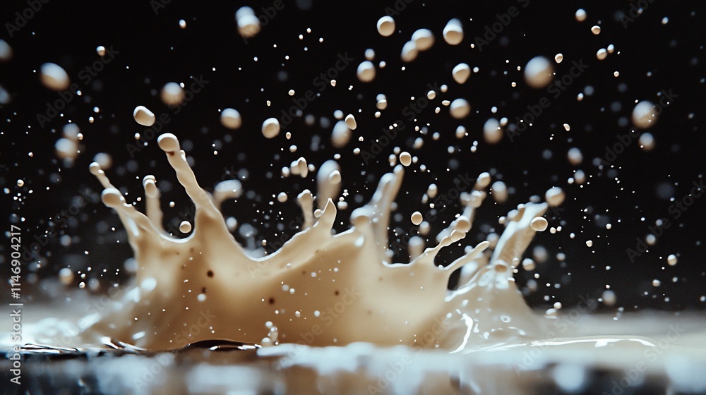Poster close-up of a liquid splash, capturing dynamic motion and texture.