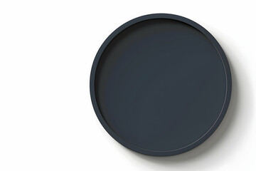 A simple, round dark tray on a white background, suitable for serving or display.