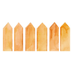 A rustic wooden fence illustrated in watercolor with a simple flat style. A perfect addition to farm scenes, country landscapes, or rural-themed designs.