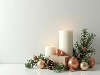 Christmas Objects on a White and Gray Surface