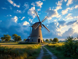 Fototapeta premium Zwolle windmill, 1776, long exposure, capturing motion.