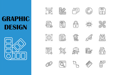 Graphic design icon set. Vector illustration in modern thin line style of computer graphics related icons.