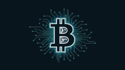Bitcoin Logo with Circuit Background