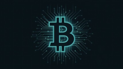 Bitcoin Logo with Circuit Background