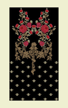 Indian Embroidery Neck and Border Design, Pattern, Patch, Embroidery Designs, Women Shirt Designs, Embroidery Allover Designs Embroidery Illustration, for Textile Clothing Design Manual artwork