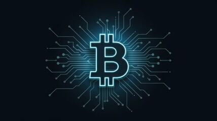 Bitcoin Logo with Circuit Design Background