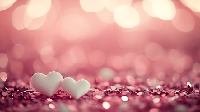 Dreamy valentine background featuring soft floating hearts on a gradient pink canvas