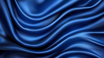Obraz premium A dark blue satin background with folds and folds