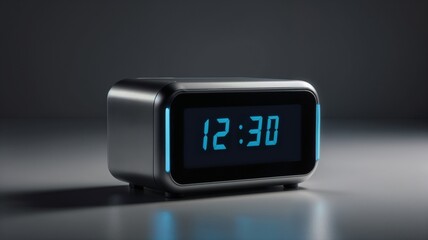 Modern digital alarm clock displaying time in a sleek design, minimalist technology concept