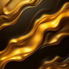 Luxurious flowing gold waves on a dark background, elegant abstract design concept