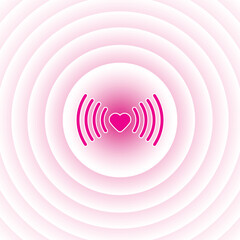 Wave of love pink illustration background concept with flat cartoon style design