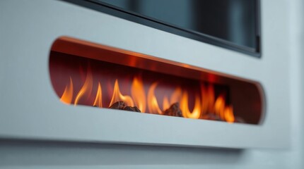 Sleek modern electric fireplace with a stylish design featuring realistic flames