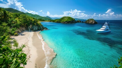 Fototapeta premium Luxury Yacht in Pristine Tropical Bay