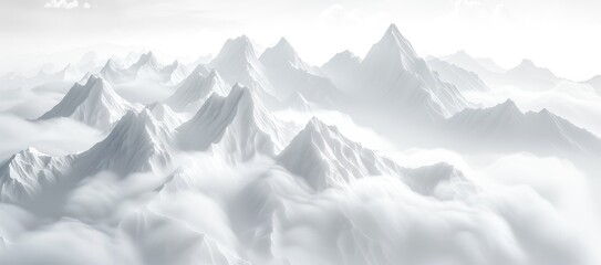 Snowy Mountain Peaks Above the Clouds: A Serene Winter Landscape