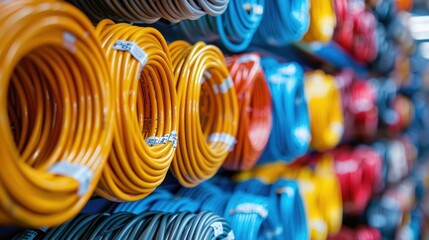 Colorful Cables and Wires in a Hardware Store