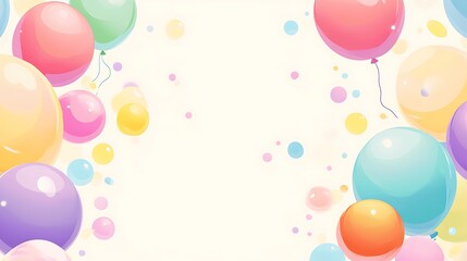 Bright colorful balloons grouped together with empty space for text on pastel background