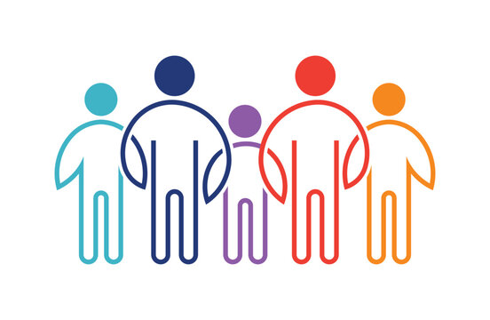 Minimalist Colorful Family Icon Symbolizing Unity, Connection, and Modern Design