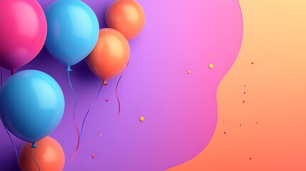 Bright vivid balloons floating with ample text space on soft colorful background