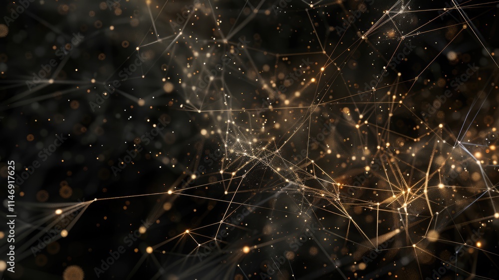 Poster this abstract image features elegant lines and points against a dark background, creating a mesmeriz