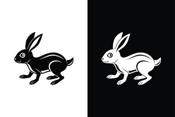 Rabbit running icon vector on White Background ,Vector Art Illustration on white background.