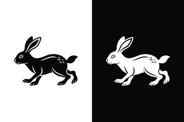 Rabbit running icon vector on White Background ,Vector Art Illustration on white background.