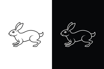Rabbit running icon vector on White Background ,Vector Art Illustration on white background.