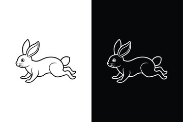 Rabbit running icon vector on White Background ,Vector Art Illustration on white background.