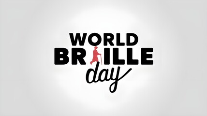 Conceptual Banner Design for World Braille Day. Editable Illustration of A Walking Blind Person with Cane.
