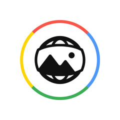 Panoramic Landscape Icon in Circular Frame
