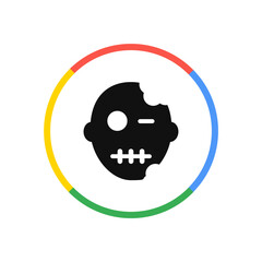 Zombie Face Icon in Circular Frame
