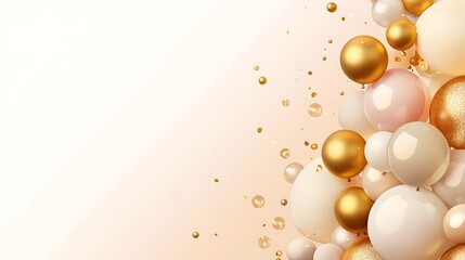 Minimal floating balloons on soft smooth gradient background with space for text