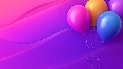Festive colorful balloons grouped on a vibrant smooth background with space for text