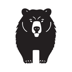 A stylized, black and white silhouette of a bear's head and body.