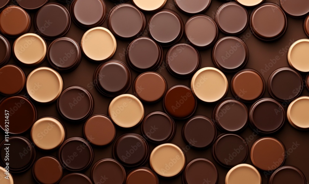 Poster Gradually fading circles creating an ombre effect in deep chocolate and light mocha hues.