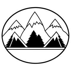 Mountain Silhouette Line Art Vector Set