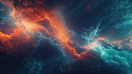 Naklejka premium Surreal scenery picture express seamless natural pattern idea. Digital artwork depict fantasy landscape with colorful sky and star convey sense of peaceful and creativity perfect for wallpaper. AIG53.