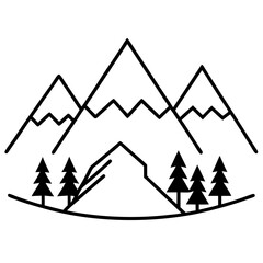 Obraz premium Mountain Silhouette Line Art Vector Set
