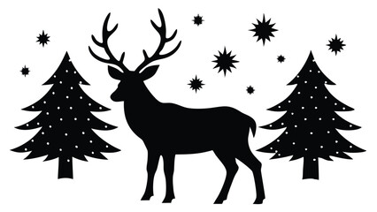 Reindeer Grazing in the Snow