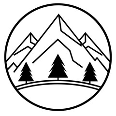 Mountain Silhouette Line Art Vector Set