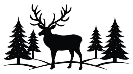 Reindeer Grazing in the Snow