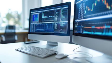 Fototapeta premium Financial Data Analysis on Modern Desktops