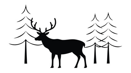 Reindeer Grazing in the Snow