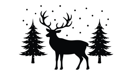 Reindeer Grazing in the Snow