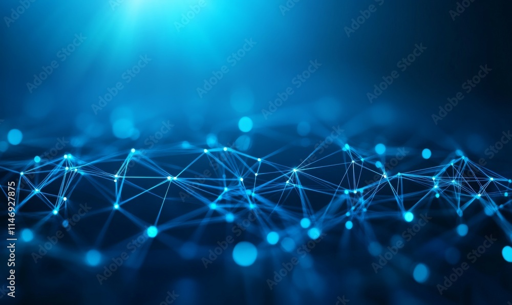 Poster neural network. intelligent smart grid and ai concept. blue tech background.
