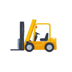 Naklejka premium simple cartoon forklift used in factory and logistics vector illustration isolated transparent background