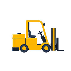 Naklejka premium simple cartoon forklift used in factory and logistics vector illustration isolated transparent background