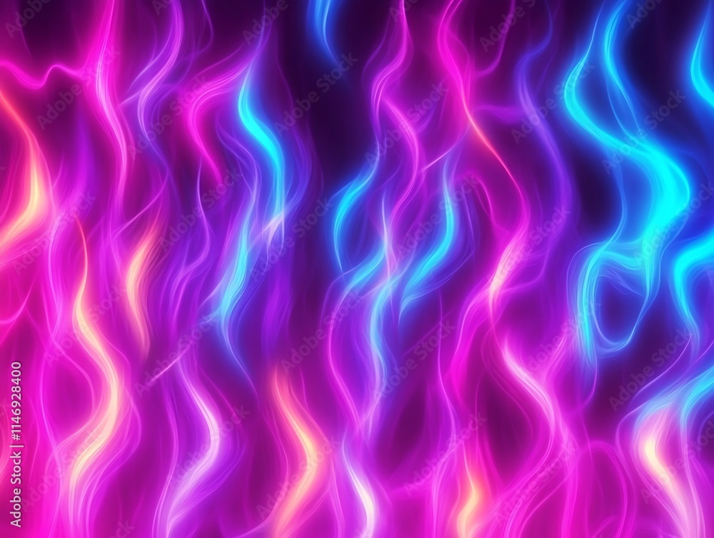 Poster dynamic neon flames forming a vivid and lively abstract pattern, perfect for backgrounds and digital
